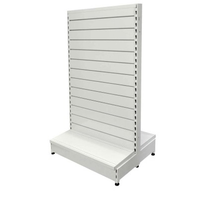 Low Base Double Sided Metal Slatwall Gondola White