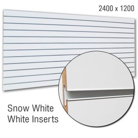 Slatwall Panel Snow White with White inserts 2400x1200