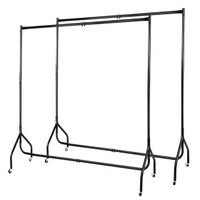 2 x Budget Metal Garment Display Rail - Black