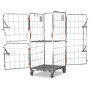 Narrow base roll cage. 4 sided with base and mid shelves. Split doors