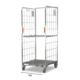 A base roll cage. 2 sided with base and mid shelves. No doors