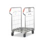 Compact folding roll cage trolley. 2-sided with base shelf