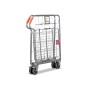 Compact folding roll cage trolley. 2-sided with base shelf