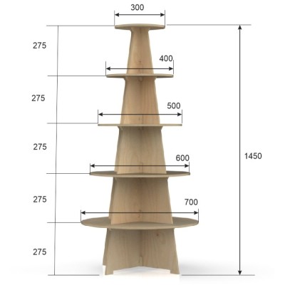 Timber Shelving Display TREE 5 Tier