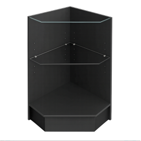 KIOSK Corner Glass Counter Black 500x500x950mm