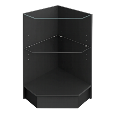 KIOSK Corner Glass Counter Black 500x500x950mm