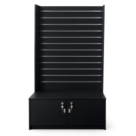 Slat Panel Wall Gondola With Storage 1200x450x2000 Black