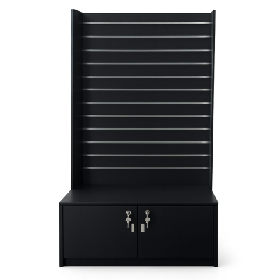 Slat Panel Wall Gondola With Storage 1200x450x2000 Black