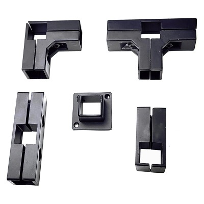 Straight Connector for 25x25mm square tube Black