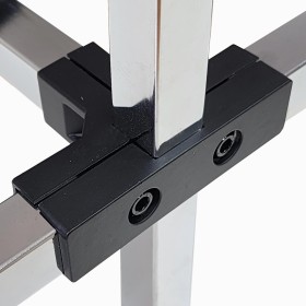 4 Way Connector for 25x25mm square tube Black