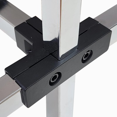 4 Way Connector for 25x25mm square tube Black