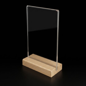 Acrylic Stand Up Sign Holder with Wooden Base