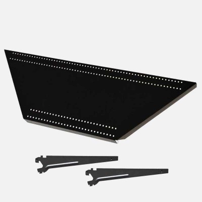 Additional Shelf for Black Corner Metal Gondola with 2 Brackets