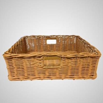 Rectangular Display Basket Grocery Display Rectangular Wicker Basket with Handles