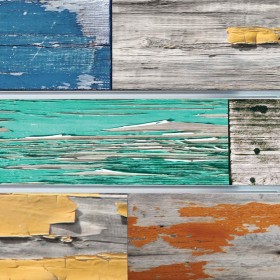 Mixed Old Painted Wood Deco-Slatwall