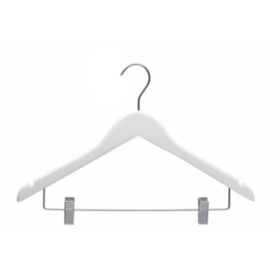 Adult Wood Shirt Hanger with Clips White