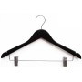 Adult Wood Shirt Hanger with Clips Black