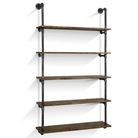 DIY Industrial Pipe Timber Shelves 5 levels Wide