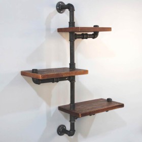 DIY Industrial Pipe Timber Shelves 3 levels