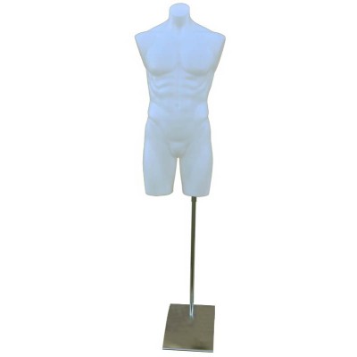 Male Plastic Torso with Base White